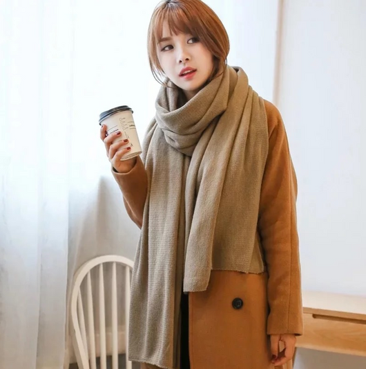 Bufanda de Lana Merino y Cachemira Tejida Estilo Coreano Unisex - Image 15
