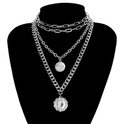 Collar Múltiple Hip Hop con Medallas Colgantes