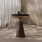 Mesa Auxiliar Redonda de Cristal Templado con Base de Madera Maciza - Diseño Moderno Lujo
