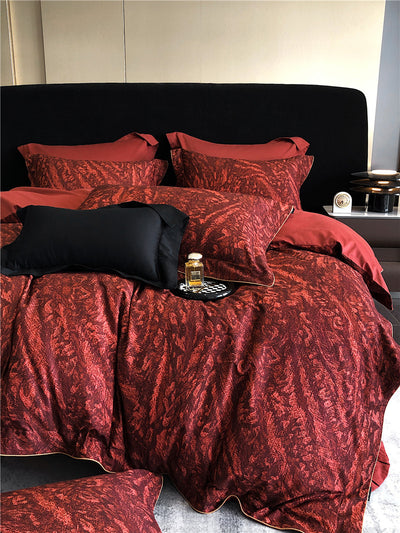 Juego de Cama de Algodón Pima de 4 Piezas Estampado - Image 4