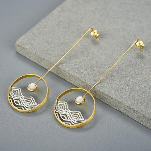 Aretes de Plata Esterlina 925 Concha Amanecer del Mar para Mujer