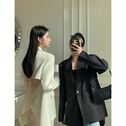 Traje Elegante para Mujer con Espalda Hueca y Encaje Estilo Coreano - Image 5