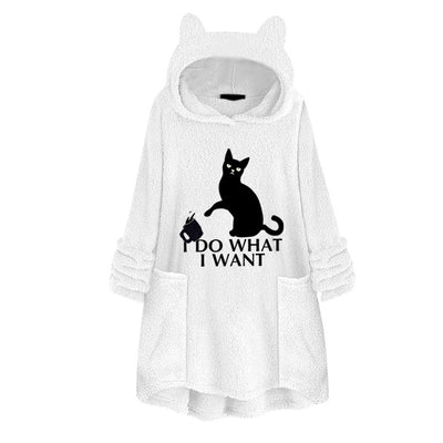Suéter Reversible de Terciopelo con Capucha y Estampado de Gato - Image 20
