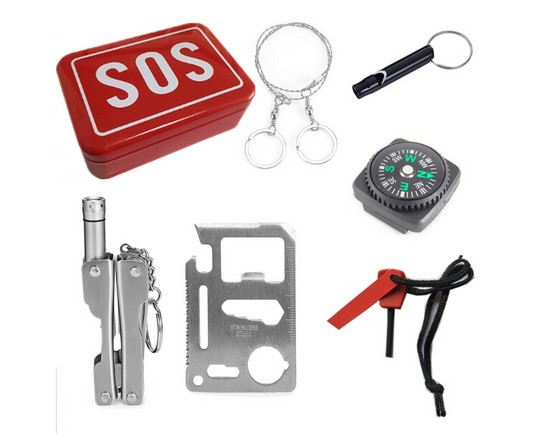 Kit de Emergencia Portátil SOS - Caja de Herramientas Multiusos para Camping y Supervivencia