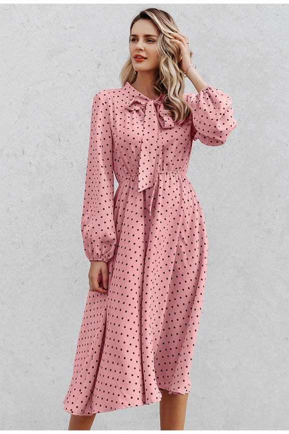 Vestido Rosa con Lunares para Mujer