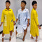 Vestido Camisero Holgado con Estampado de Letras en Colores Sólidos
