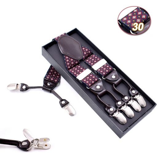 Tirantes Elásticos Multicolor con 6 Clips para Hombre