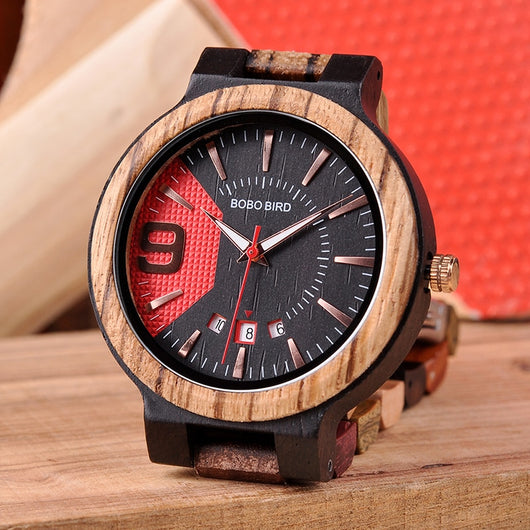 Reloj de Madera con Calendario Cuarzo Resistente al Agua para Hombre - Image 4