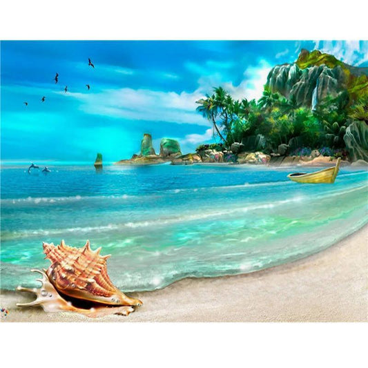 Pintura de Diamantes 5D - Hermoso Paisaje de Playa