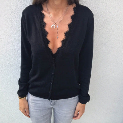 Cardigan Escotado en V con Botón Único - Image 3