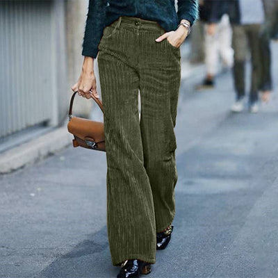Pantalones de Pana Cintura Alta Pierna Ancha para Mujer - Image 7