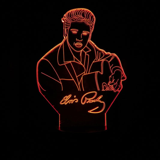 Lámpara 3D LED Elvis Presley - Luz Nocturna Decorativa