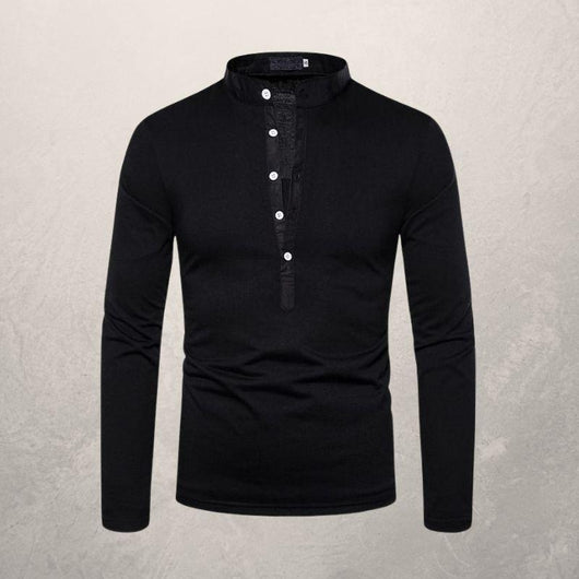 Playera Casual de Manga Larga con Botones Decorativos para Hombre - Image 2