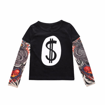 Remera Manga Larga con Diseño Tatuaje y Costuras - Image 10