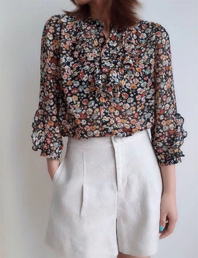 Blusa de Gasa Floral Elegante