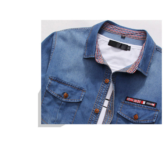 Camisa Denim Tricolor Juvenil Talla Grande para Hombre