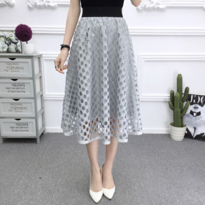 Falda Tutú de Cintura Alta con Encaje Calado - Diseño Voluminoso A para Primavera y Verano - Image 3