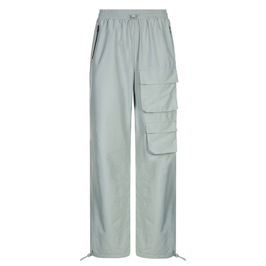 Pantalón Overol Cintura Alta con Bolsillos - Estilo Casual Recto - Image 3