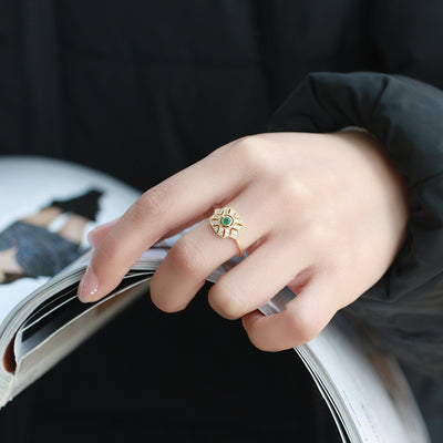 Anillo de Esmeralda Natural Vintage con Circón - Image 3