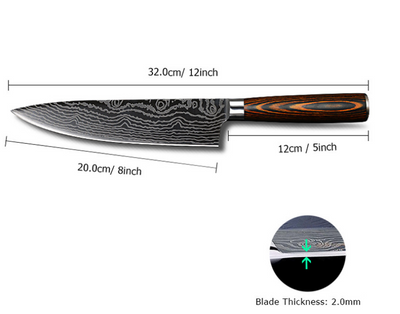 Cuchillo de Acero de 8 Pulgadas con Mango de Madera de Color y Onda Láser - Image 5