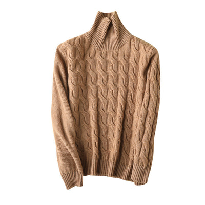 Suéter de Cuello Alto en Cashmere con Tejido Retorcido para Mujer - Image 5