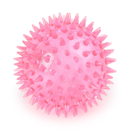 Six colorful translucent spiky rubber pet balls in pink, green, yellow, red, rose red, and blue. - Image 6
