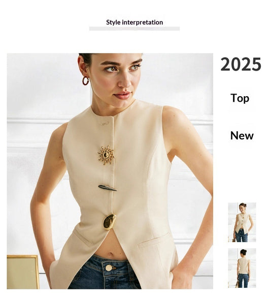 Chaleco sin Mangas Elegante con Botones Decorativos - Diseño Europeo - Image 11