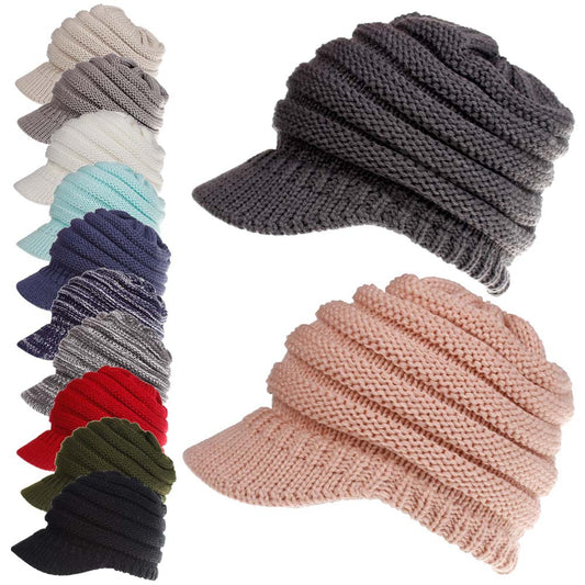 Gorro Tejido con Agujero para Coleta - Beanie Cálido para Mujer Otoño Invierno - Image 2