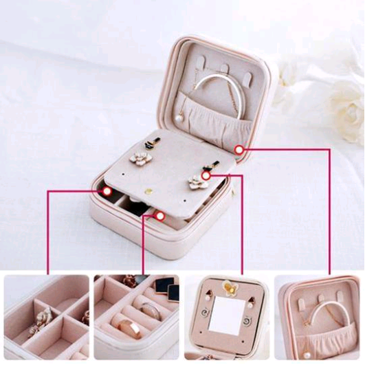 Joyero Portátil de Cuero para Viajes - Organizador Compacto de Joyas