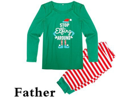 Red and white striped baby footed sleeper with green cuffs and an elf graphic, featuring a full-length zipper. - Image 7
