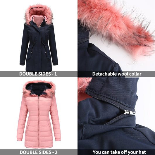 Parka Acolchada con Cuello de Piel Desmontable Reversible - Image 4