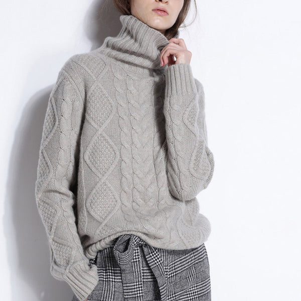 Suéter Suelto de Cuello Alto para Mujer - Pullover Versátil