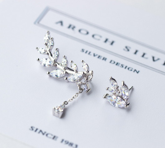 Aretes Asimétricos de Plata 925 Estilo Coreano para Mujer - Image 3