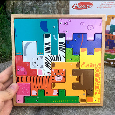 Bloques de Construcción de Animales en Madera - Puzzle Educativo Infantil - Image 3