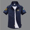 Camisa Militar Manga Corta Bordada para Hombre