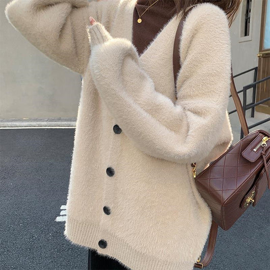 Abrigo Sweater de Piel de Visón Artificial Estilo Coreano para Mujer - Image 15