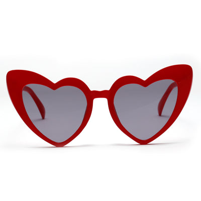 Light gray heart-shaped sunglasses with dark lenses, featuring a vintage-inspired plastic frame. - Image 7