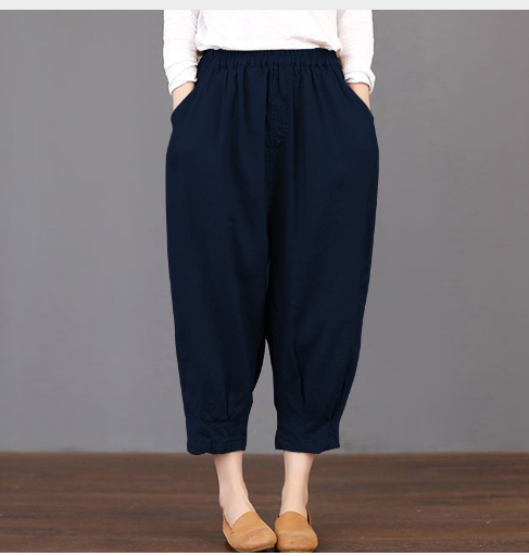 Pantalones Casuales de Algodón y Lino para Mujer - Cintura Elástica Primavera Verano - Image 4