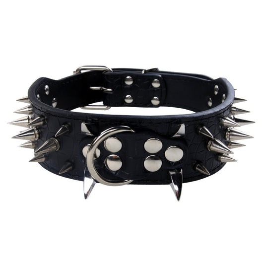 Collar de Cuero para Perro Grande con Púas Negras - Image 2