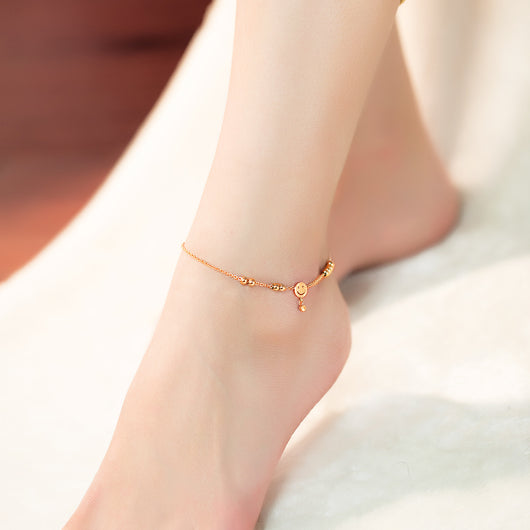Pulsera de Tobillo en Acero Titanio Chapado Oro Rosa con Perlas Redondas - Image 4