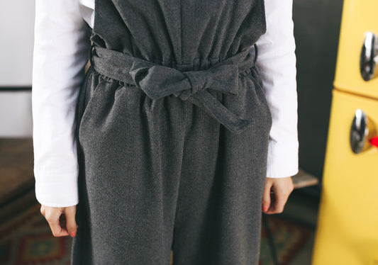 Pantalón Ancho Estilo Coreano de Cintura Alta con Peto Casual - Image 2