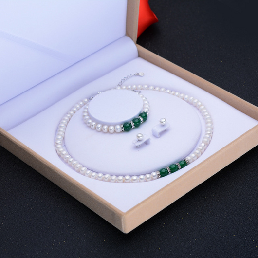 Conjunto de Ágata: Collar, Pulsera y Aretes de Perla - Image 4