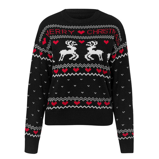 Suéter Navideño con Estampado de Corazón y Alce - Pullover de Punto para Mujer - Image 9