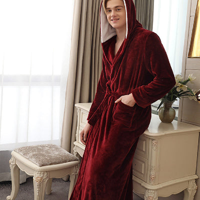 Bata Pijama de Terciopelo Coral Plus para Hombre - Image 7