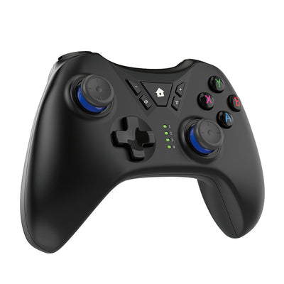 Dark gray wireless gamepad with black buttons, red analog stick accents, and a D-pad, for multi-platform gaming. - Image 4