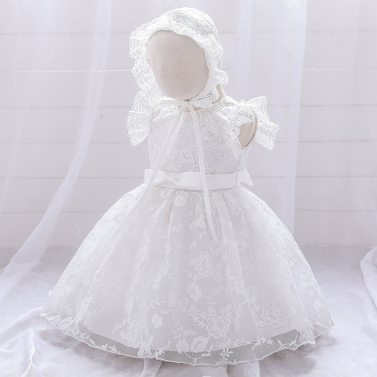 Vestido de Princesa Blanco Infantil con Encaje para Bodas