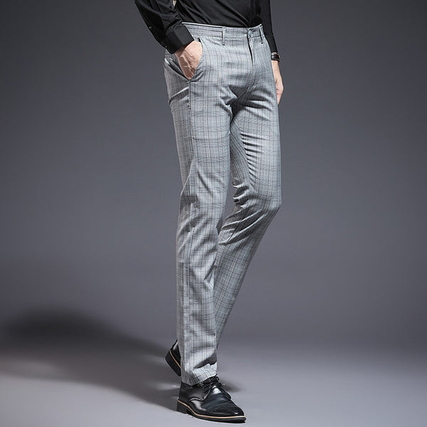 Pantalones Casuales a Cuadros Slim Fit para Hombre