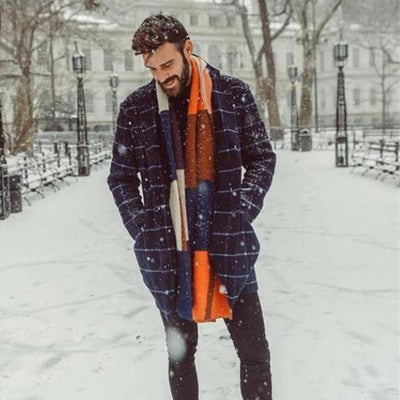 Abrigo Tipo Trench a Cuadros para Hombre - Image 3