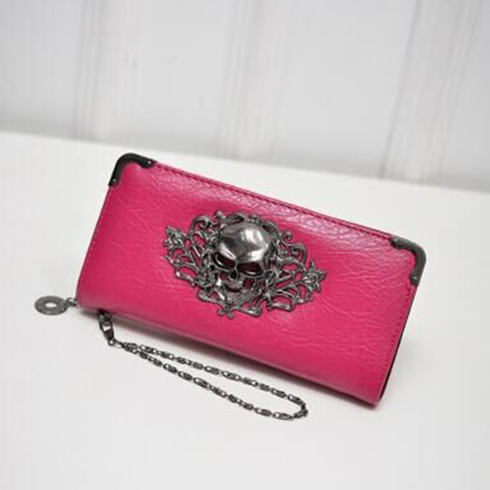 Billetera Larga para Mujer con Diseño Calavera y Flores - Cartera de Cuero PU con Cierre de Cremallera - Image 8