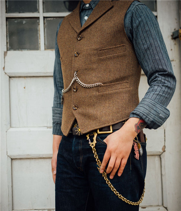 Chaleco de Lana Gruesa Retro para Hombre - Otoño e Invierno